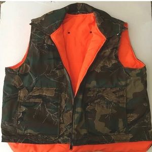 NYLON reversible woodland camo hunting vest 2XL